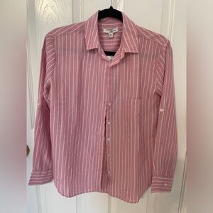 NWT Pink and White Vertical Stripe Button-Down Shirt